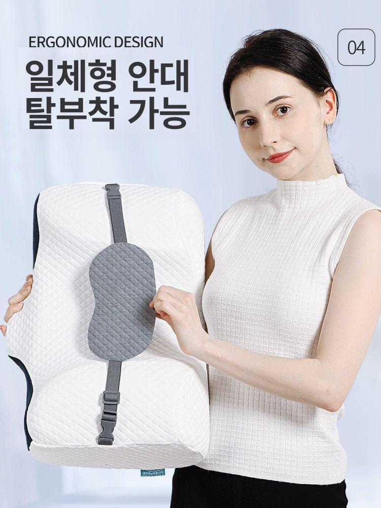 얼굴 고정 베개 베게 뒤척임 그레이화이트 메모리폼 움직임방지 엎드림방지 온열 그레이+그레이 4-7cm - 상세 이미지 3