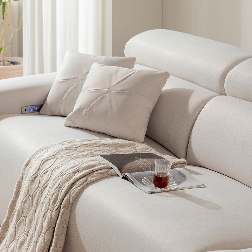 장인가구 조디 4인용 제로월 양방향 USB 모션 전동 리클라이너 패브릭 소파