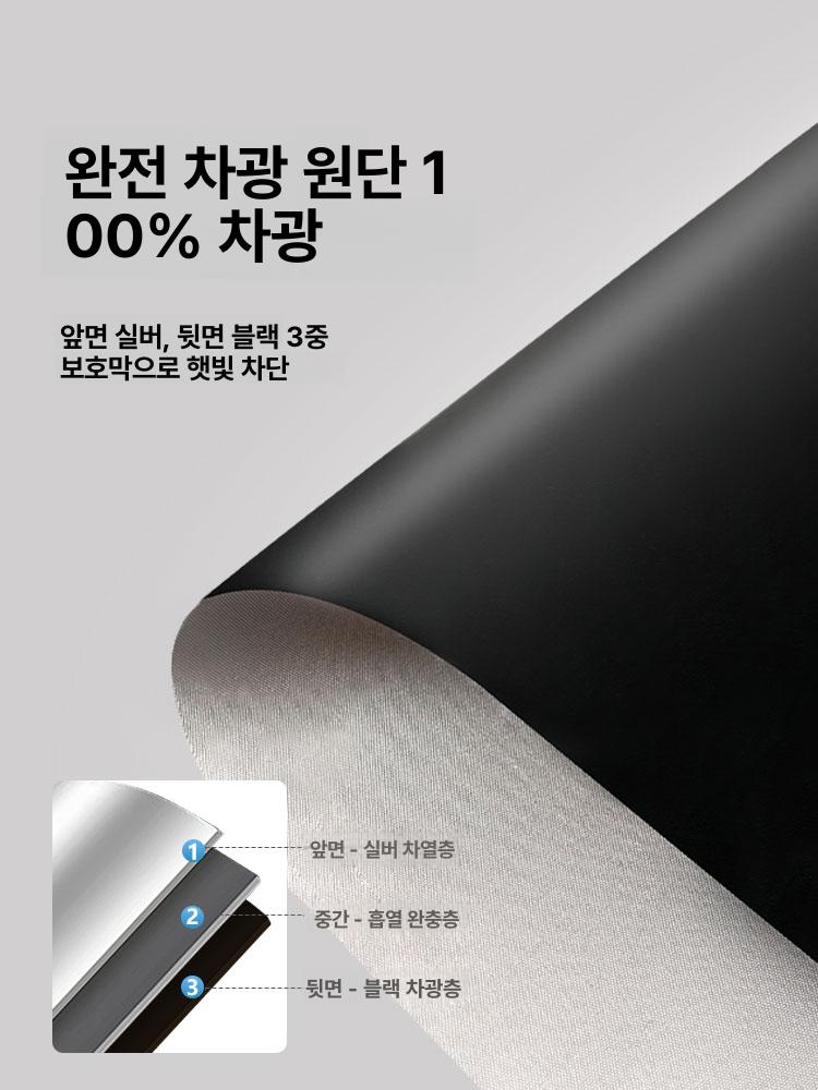 무타공 암막 블라인드 흡착식 선스크린 창문 햇빛가리개 단방향 다크블루실버 표준 - 상세 이미지 3
