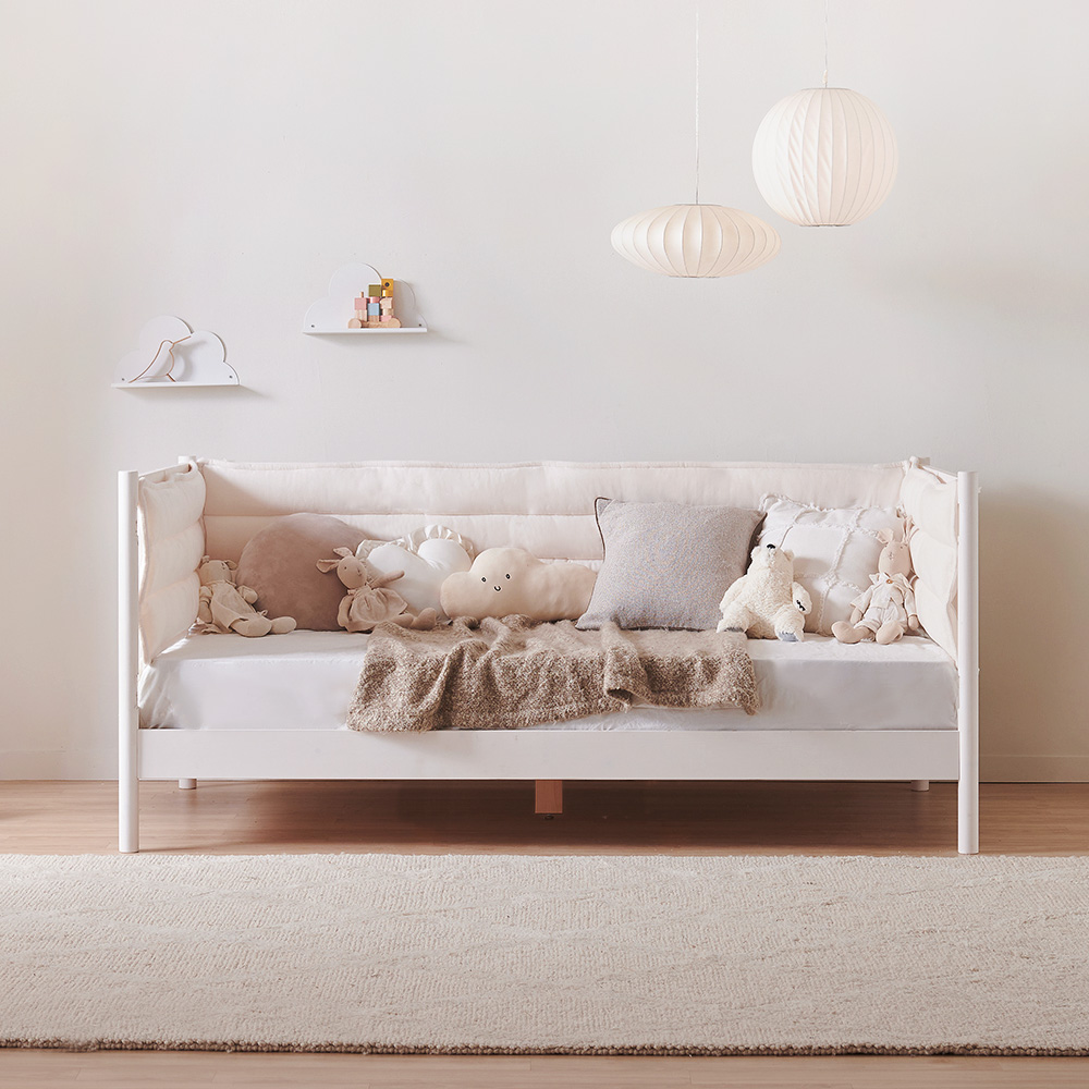 장인가구 뉴피터 SE0 어린이 원목 저상형 데이베드 오픈형 침대 SS +본넬유로탑 범퍼