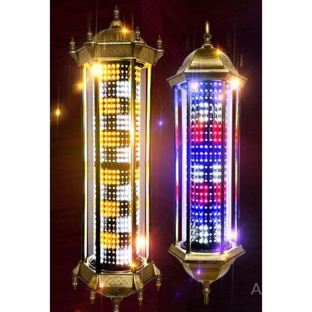 LED 레트로 미용실 사인볼 조명 라이트 간판 회전 86x28cm 골드화이트 육각 화살표 - 상세 이미지 2