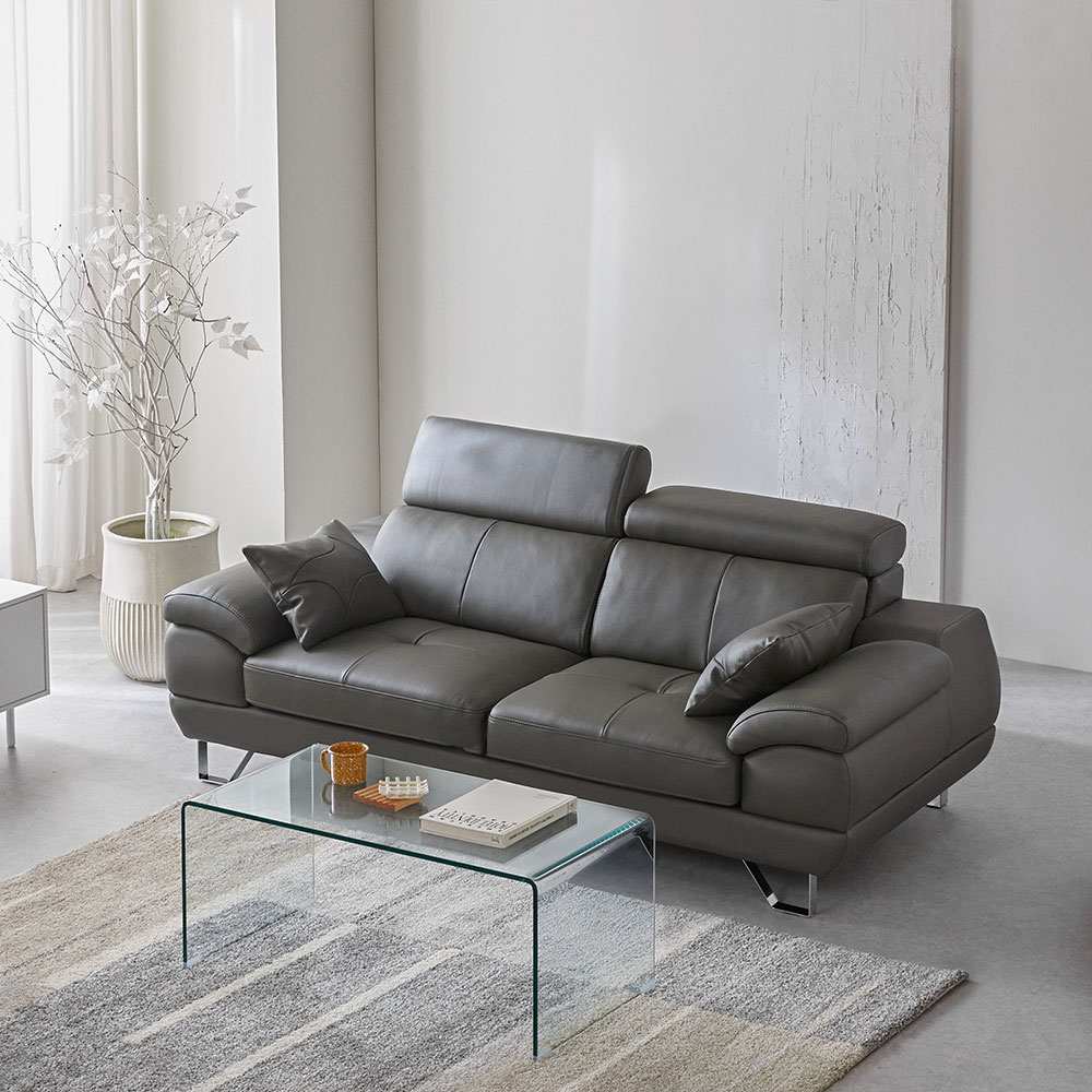 장인가구 베스테 헤드틸팅 천연면피 가죽 3인소파