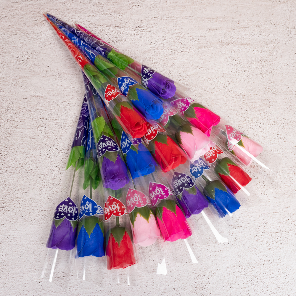 할메이드 비누장미꽃 레드 한송이 도매 꽃다발 재료 HS01 비누꽃 장미 1P - 상품 이미지