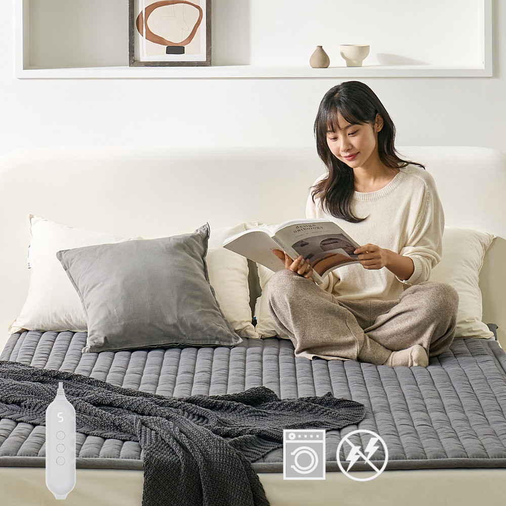 곰표한일 IoT 스마트 탄소매트 전기매트 원격제어 캠핑 가정용 그레이 세탁 킹사이즈