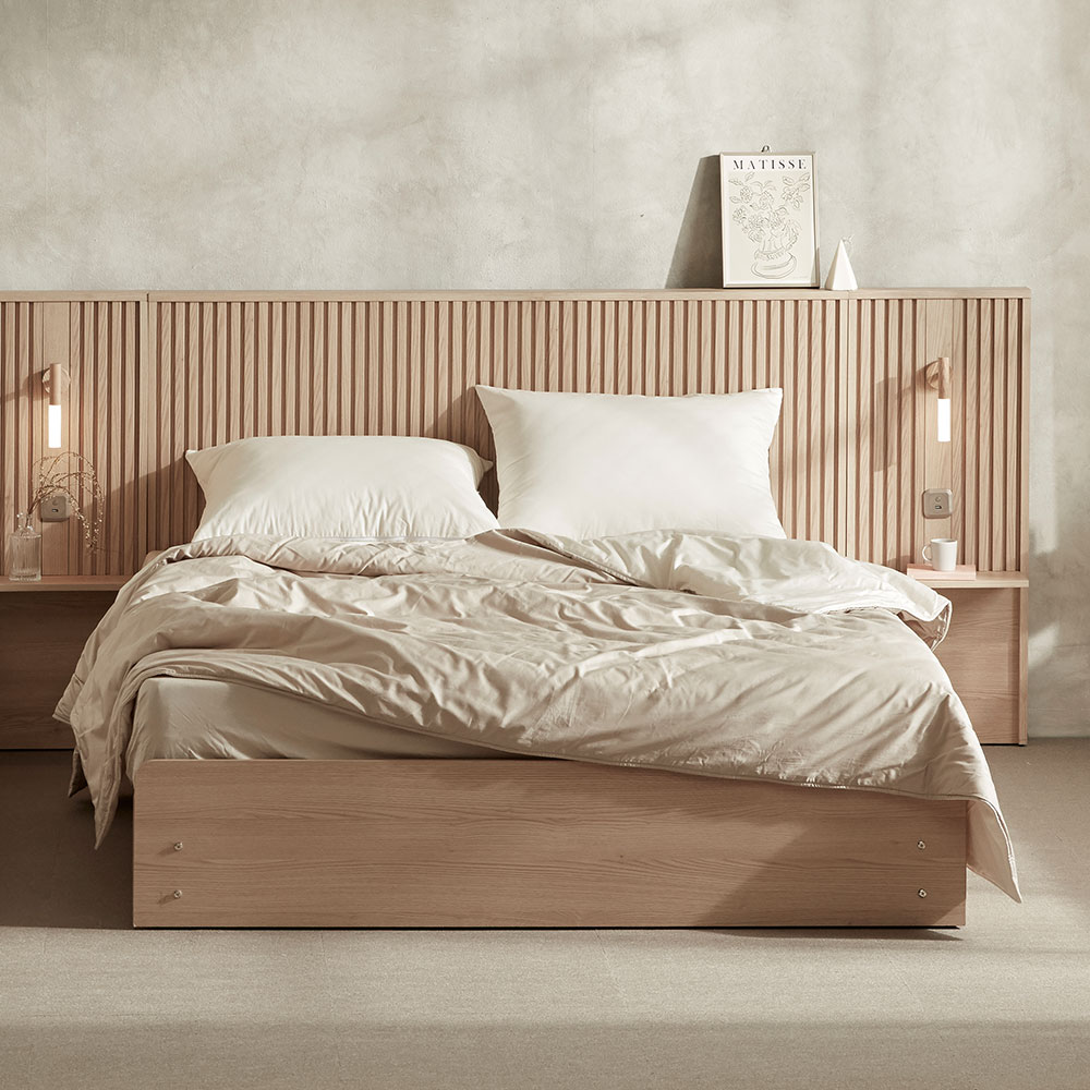 장인가구 로시 스탠다드 템바보드 LED 호텔식 서랍 침대 Q 협탁1 프레임 일반형