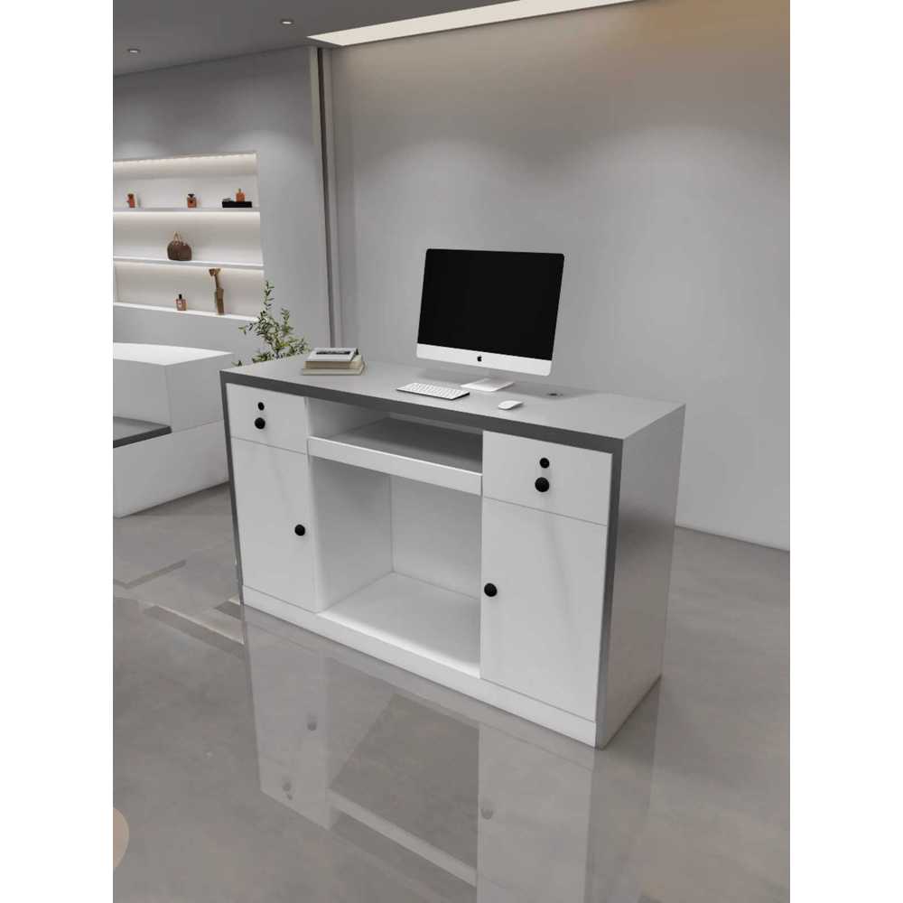 스텐 계산대 카운터 매장 업소용 철제 인테리어 가구 100x50x100cm + 사각 실버 스틸 - 상세 이미지 3