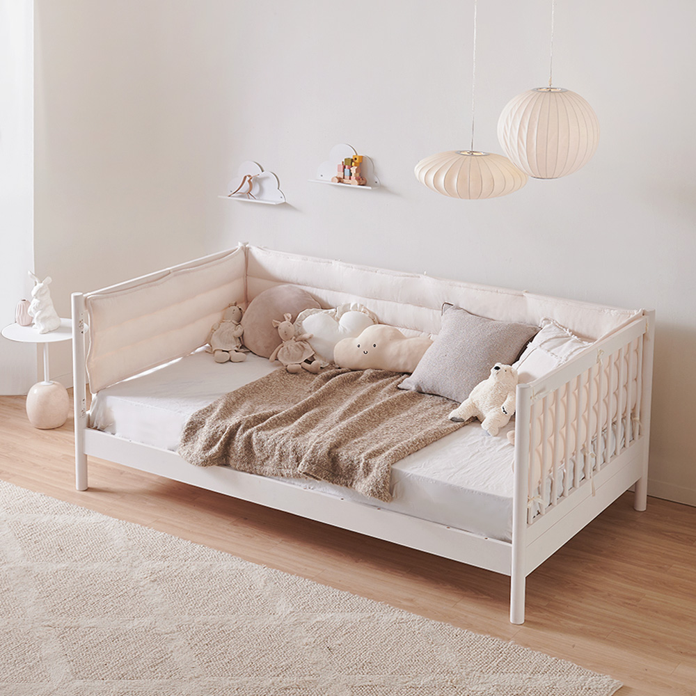장인가구 뉴피터 SE0 어린이 원목 저상형 데이베드 오픈형 침대 SS +텐셀포켓폼 범퍼
