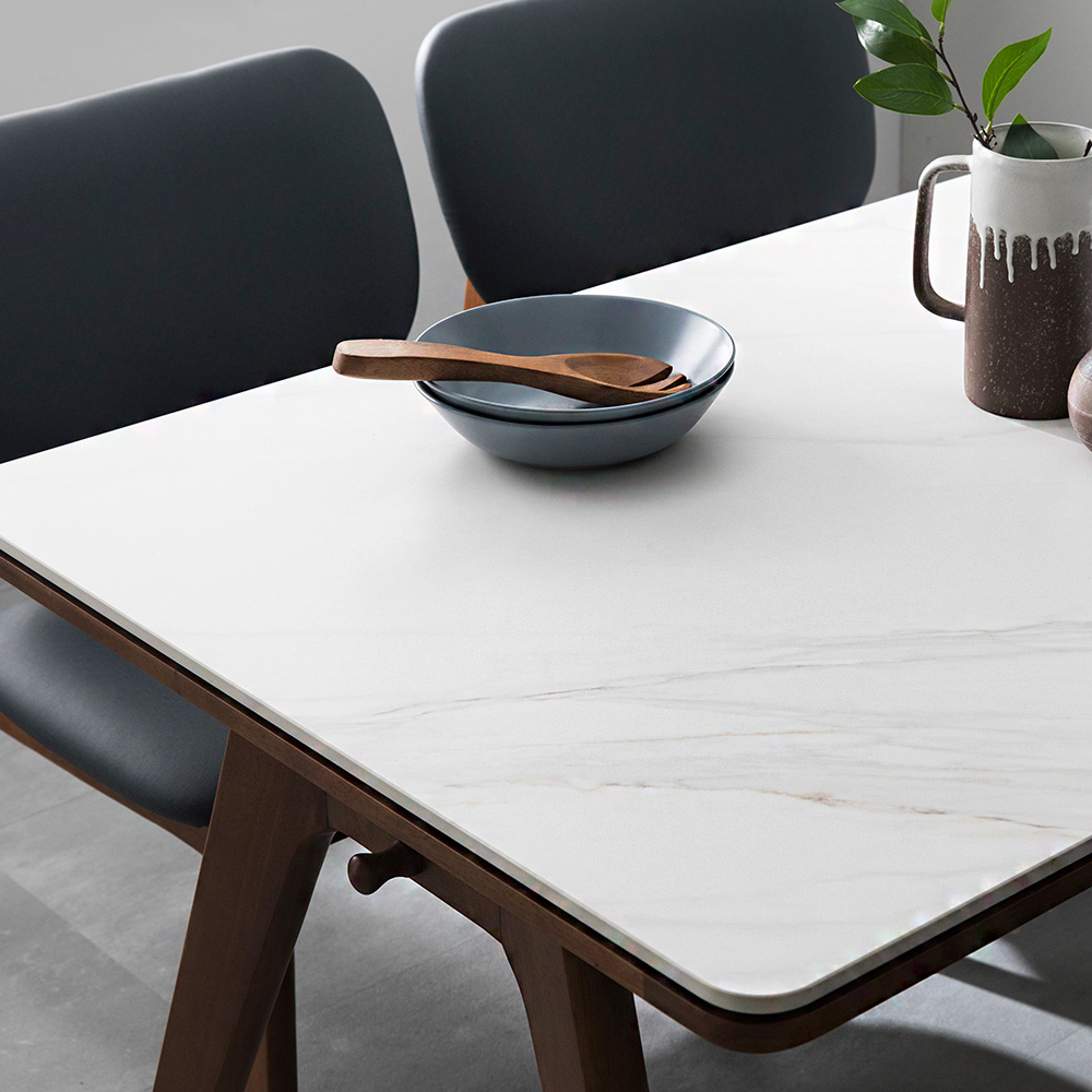 장인가구 칸토르 세라믹 원목 낮은 식탁 테이블 세트 4인 1600 패밀리 SE0등급