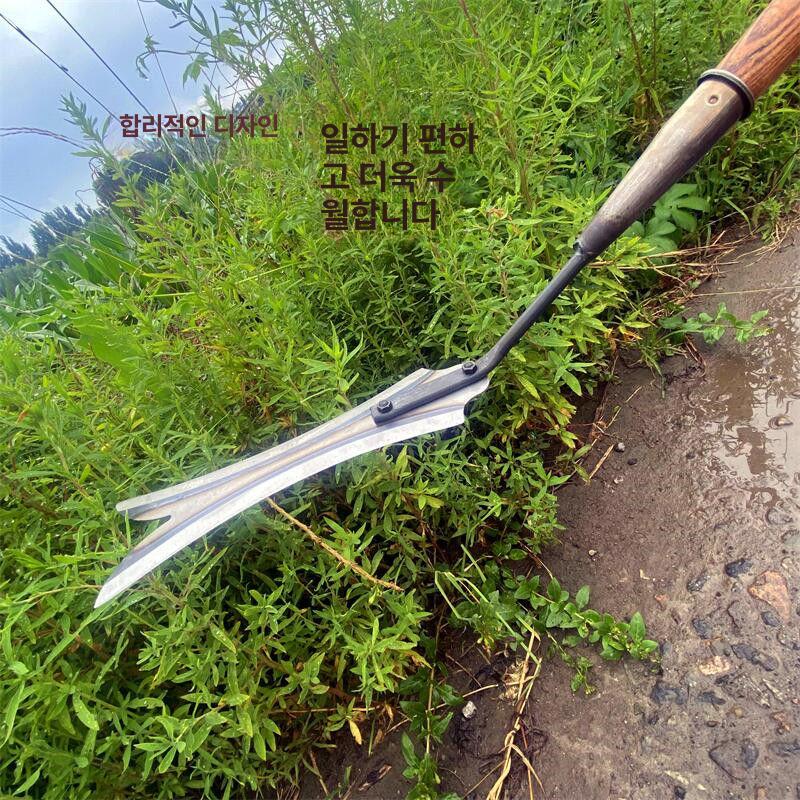 벌초 장대낫 양날 예초 재초 갈대 잡초제거 수풀 대형낫 풀베기 농업용 신형 이중날 두꺼운 스테인리스+1.2m - 상세 이미지 4
