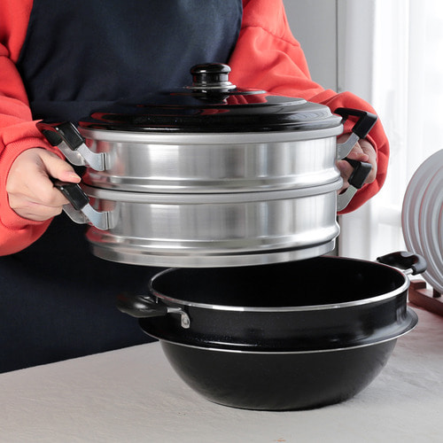 마블코팅 국산 다기능 3단 찜기 28cm 송편 만두 킹크랩 찜솥 - 상세 이미지 3