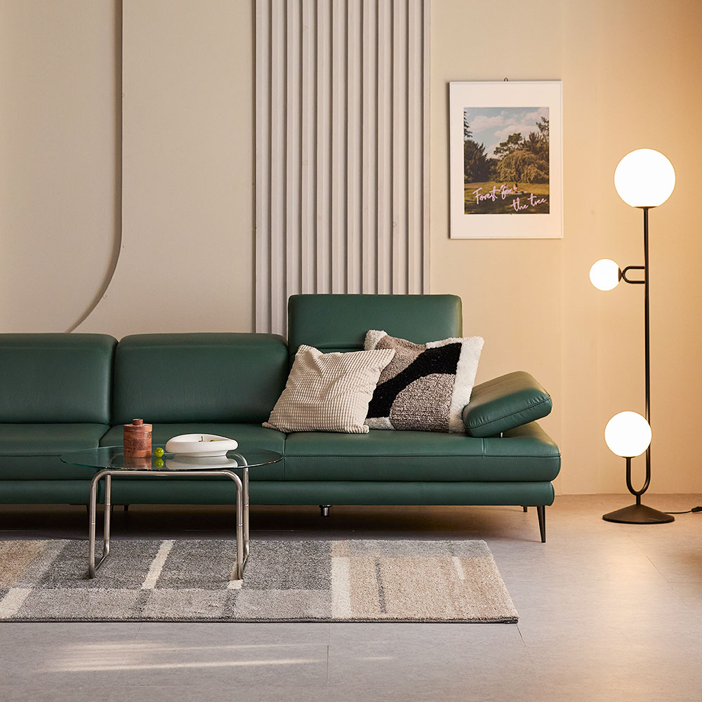 장인가구 알론드 이태리 가죽소파 4인용 천연면피 소가죽 쇼파 (스툴미포함)