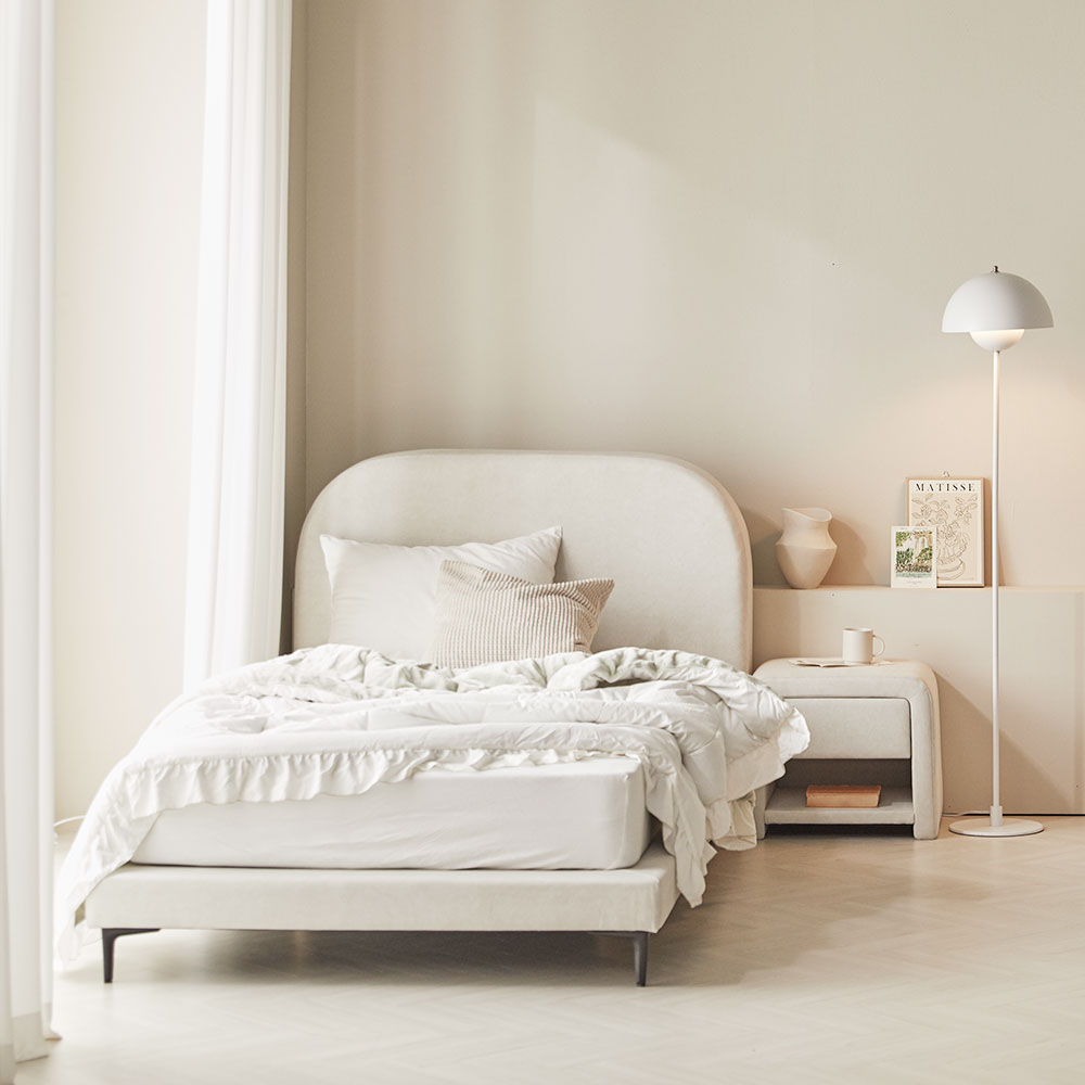 바스포르 몽글 저상형 아쿠아텍스 패브릭 킹사이즈 낮은 호텔 라지킹 침대프레임 K 다리제외