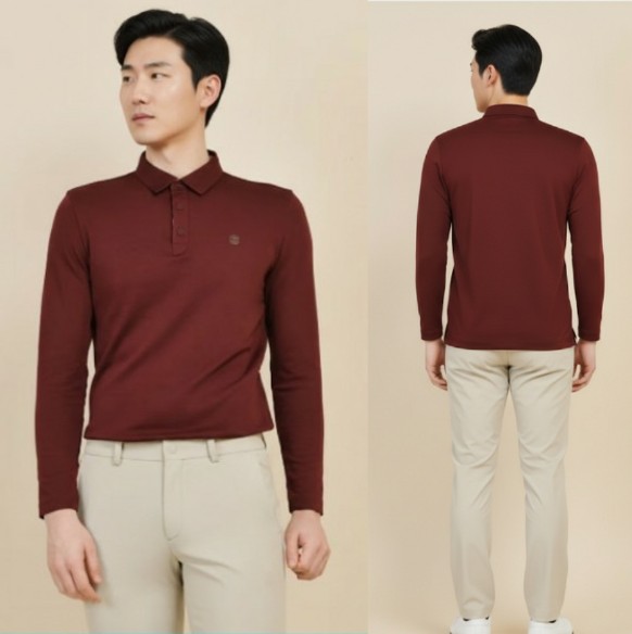 딕스 골프웨어 남성 가을 부드러운 촉감 깔끔한 필드룩 골프 카라 티셔츠 - 상품 이미지