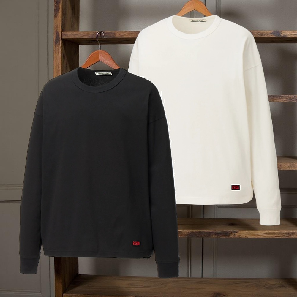 오니츠카타이거 롱 슬리브 티셔츠 여성 맨투맨 2183B543 BLACK L