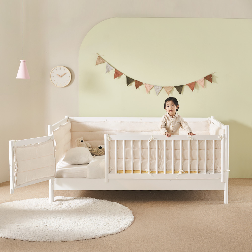 장인가구 뉴피터 SE0 어린이 원목 저상형 데이베드 올가드형 침대 SS +텐셀포켓폼+범퍼