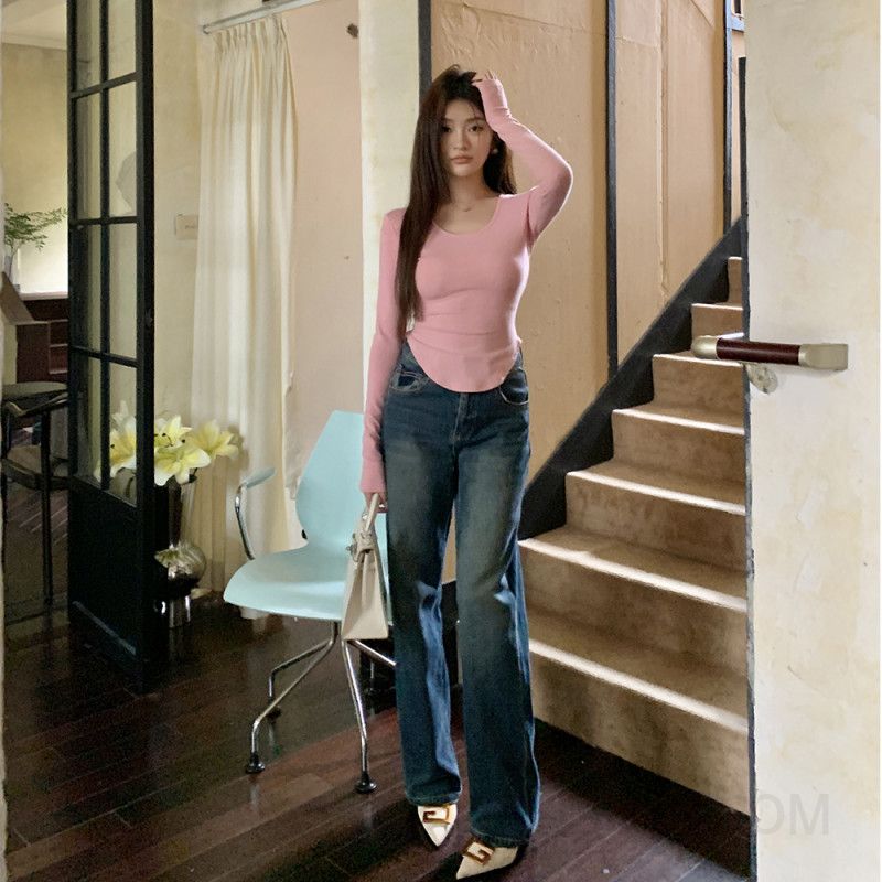 여성용 겨울 데님 와이드 팬츠 루즈핏 스트레이트 레그 청바지 기모 안감 따뜻한 착용감 데일리로 활용 가능한 편안한 스타일 - 상세 이미지 3