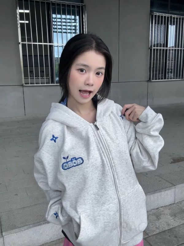 여성 가을 겨울 골지후드집업 스타일 자수 카디건 후드 스웨트셔츠 트렌디한 레트로 디자인 긴팔 재킷 편안한 착용감 데일리 아우터 - 상세 이미지 2