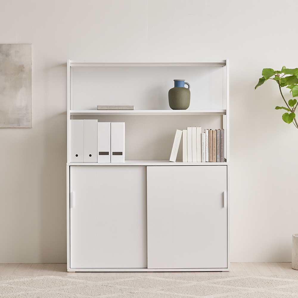 장인가구 마운트 슬라이딩장 1200 2단 선반 다용도 수납장 세트