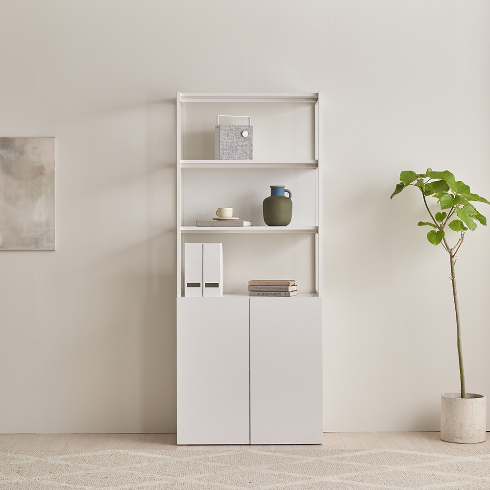 장인가구 마운트 도어장 600 3단 선반 다용도 수납장 세트