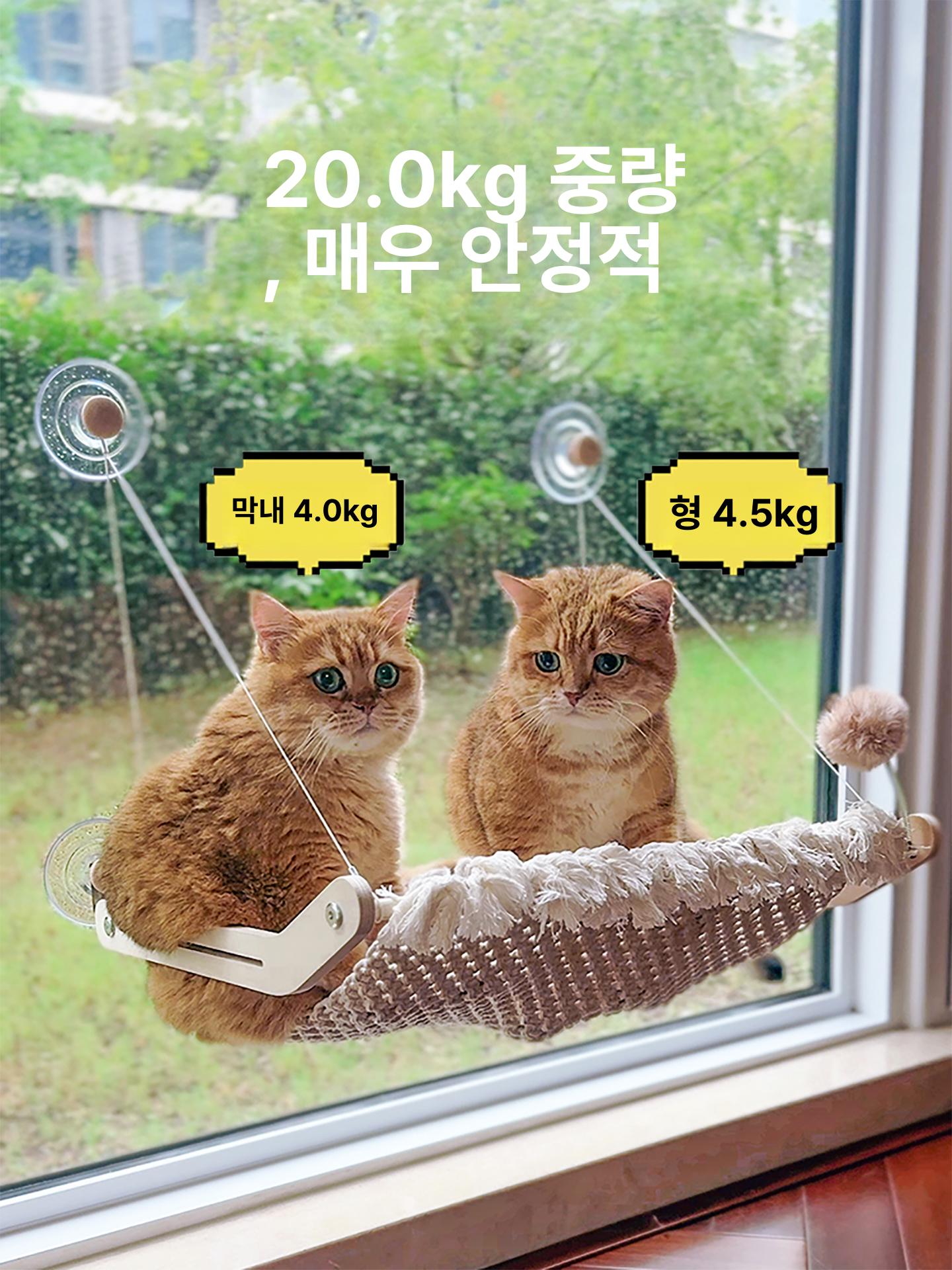 솔비에 고양이창틀선반 캣워커 고양이창문해먹 냥틀 창문캣타워 5. 그래스그린 점프 끈 미포함 접이식 XL - 상세 이미지 3