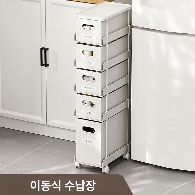 틈새수납장 180 슬림 다용도 베란다 미니 세탁실 화이트 4개 5.5Lx3+11Lx1 - 상세 이미지 2