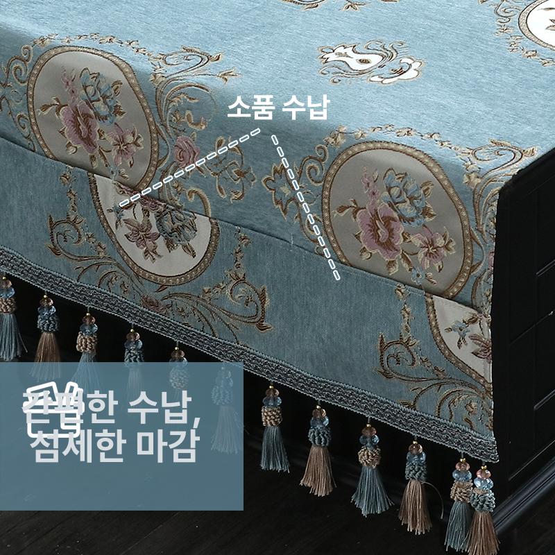 꽃무늬 레이스 테이블 식탁보 덮개 화장대 협탁 러너 칭거 블루 50x160cm - 상세 이미지 3