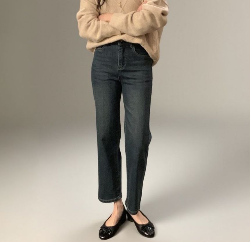 여성 일자핏 데님팬츠 키작녀 데일리 슬림 청바지 - 상품 이미지