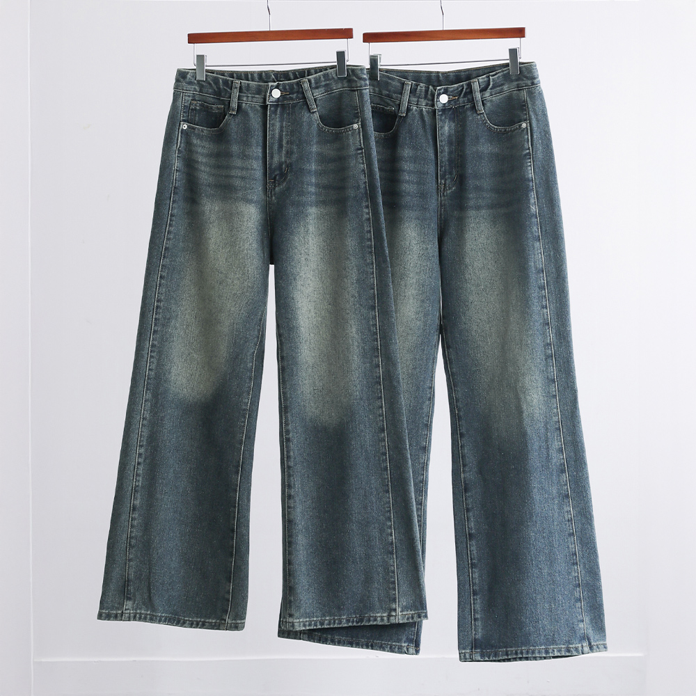 포디 트렌디한 사이드 절개 와이드 데님 팬츠(숏 & 롱 2기장) - 상세 이미지 2