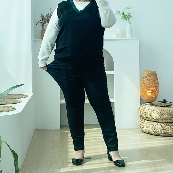 빅사이즈 여성 정장 슬랙스 밴딩 하의 일자 스판 바지 자격증 면접 의상 40인치까지 - 상세 이미지 3