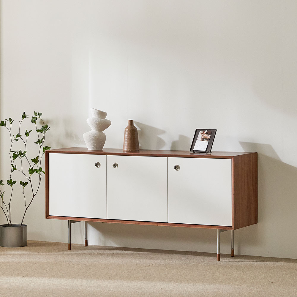 장인가구 노마딕 참죽나무 높은 TV다이 예쁜 원목 수납 선반 거실장 1500