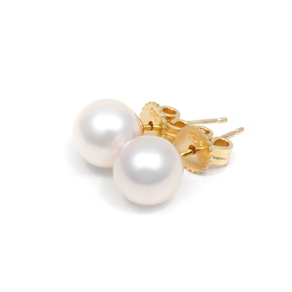 고품질 7 - 10mm 14K 18K 아코야 해수 진주귀걸이 AAAA+ - 메인 이미지