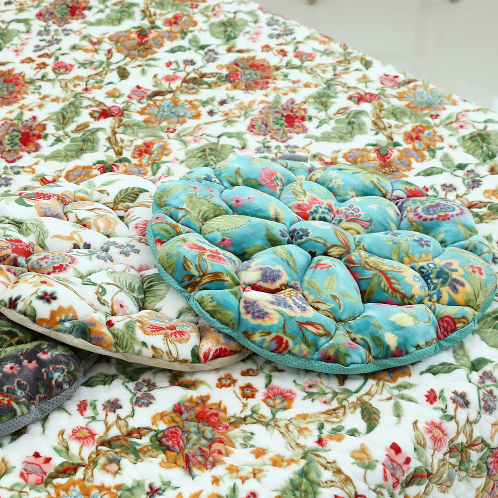 바세티 사계절 쿠션 극세사 블루, 1인용 원형