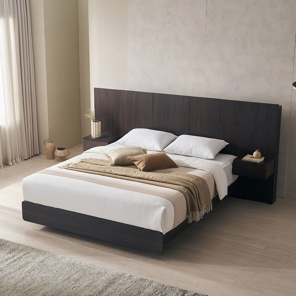 장인가구 까르뎅차콜 E0등급 LED 호텔 평상형 침대프레임 라지킹 LK