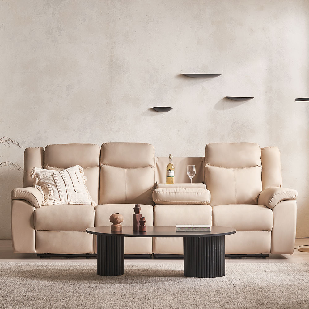 장인가구 코모아 가죽 4인용 전동 리클라이너 소파 컵홀더형