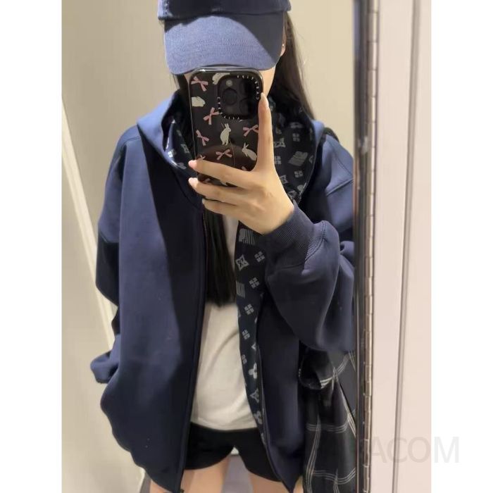 여성용 기모 안감 면 후드 집업 편안한 착용감 데일리 스타일 겨울철 따뜻한 벨벳 안감 디자인 캐주얼한 외출용 - 상세 이미지 2