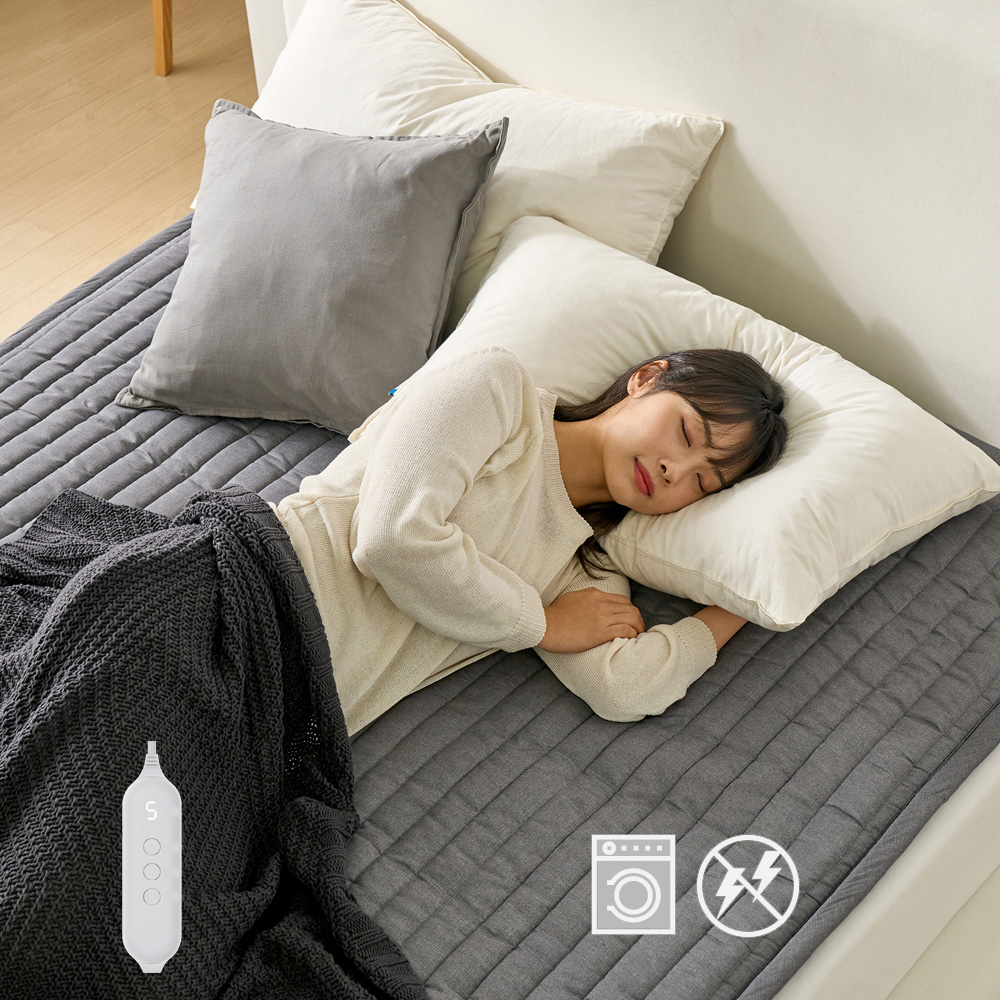 곰표한일 IoT 스마트 탄소매트 전기매트 원격제어 캠핑 가정용 그레이 세탁 킹사이즈