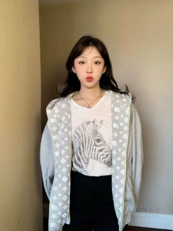 여성용 기모 안감 면 후드 집업 편안한 착용감 데일리 스타일 겨울철 따뜻한 벨벳 안감 디자인 캐주얼한 외출용 - 상세 이미지 4