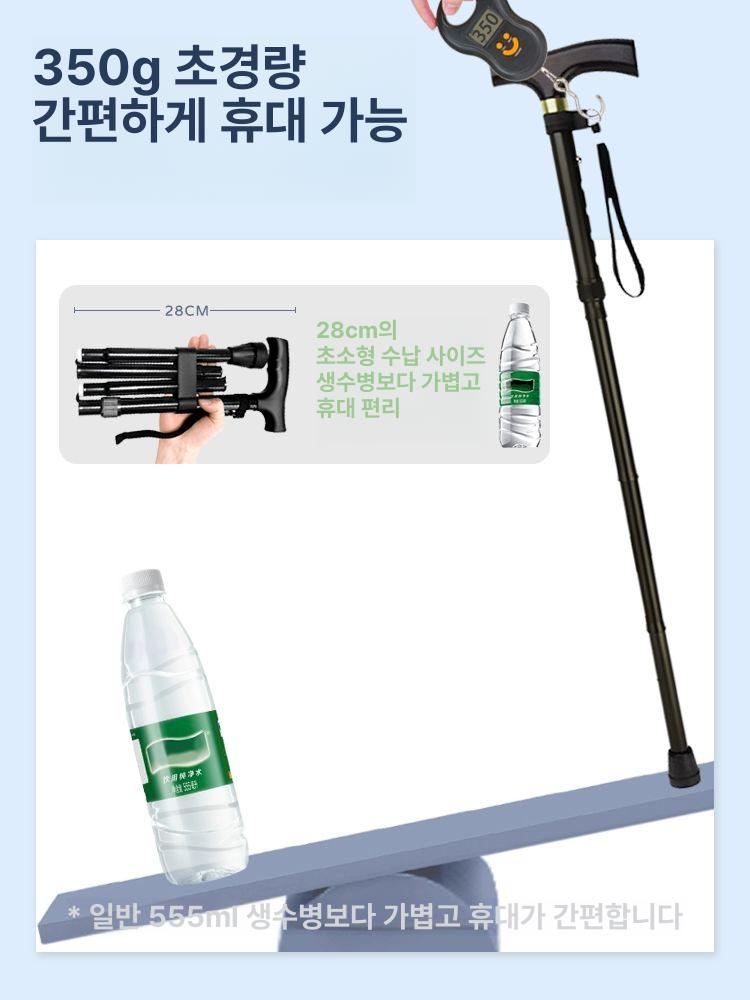 어르신 접이식 경량 지팡이 레트로 빈티지 일본 세련된 그린 - 상세 이미지 2