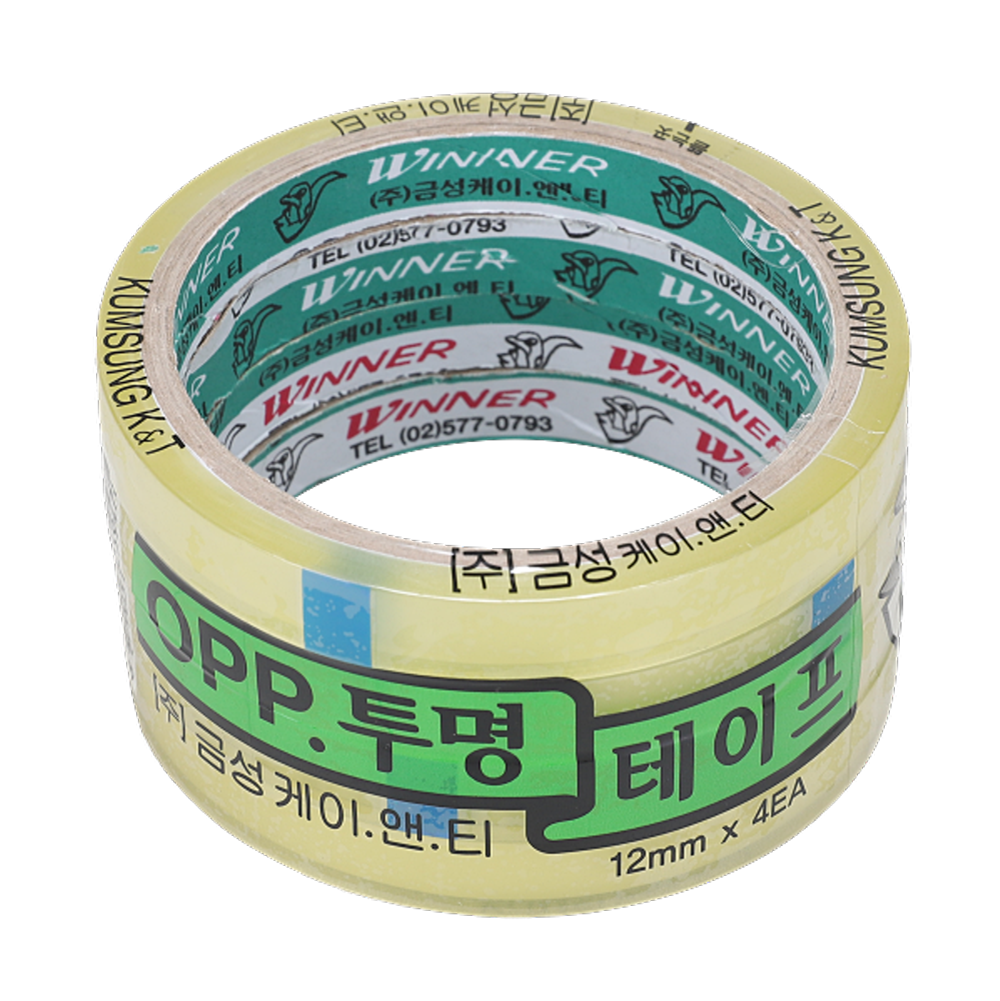 투명 OPP 아크릴 테이프 12mm 25M 금성케이엔티 - 상품 이미지