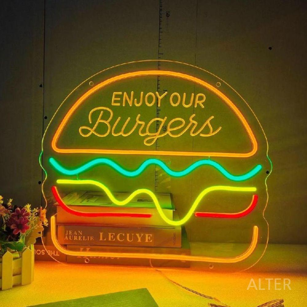 LED 네온사인 식당 인테리어 오픈 레스토랑 영업 선인장 20x35cm - 상품 이미지