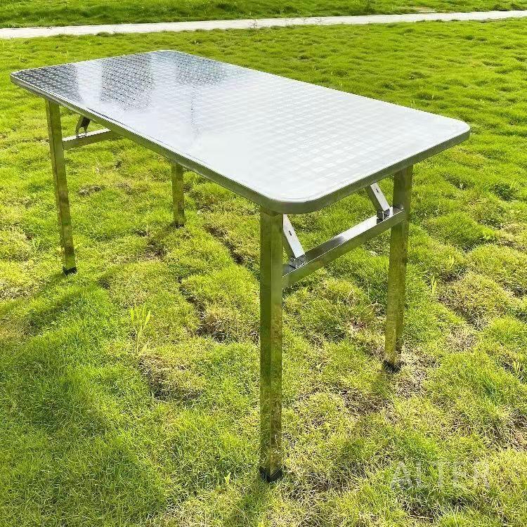 스테인레스 접이식 테이블 탁자 사각형 포차 업소용 야외 스텐 식탁 60x120cm 직사각형 테이블 - 상세 이미지 2