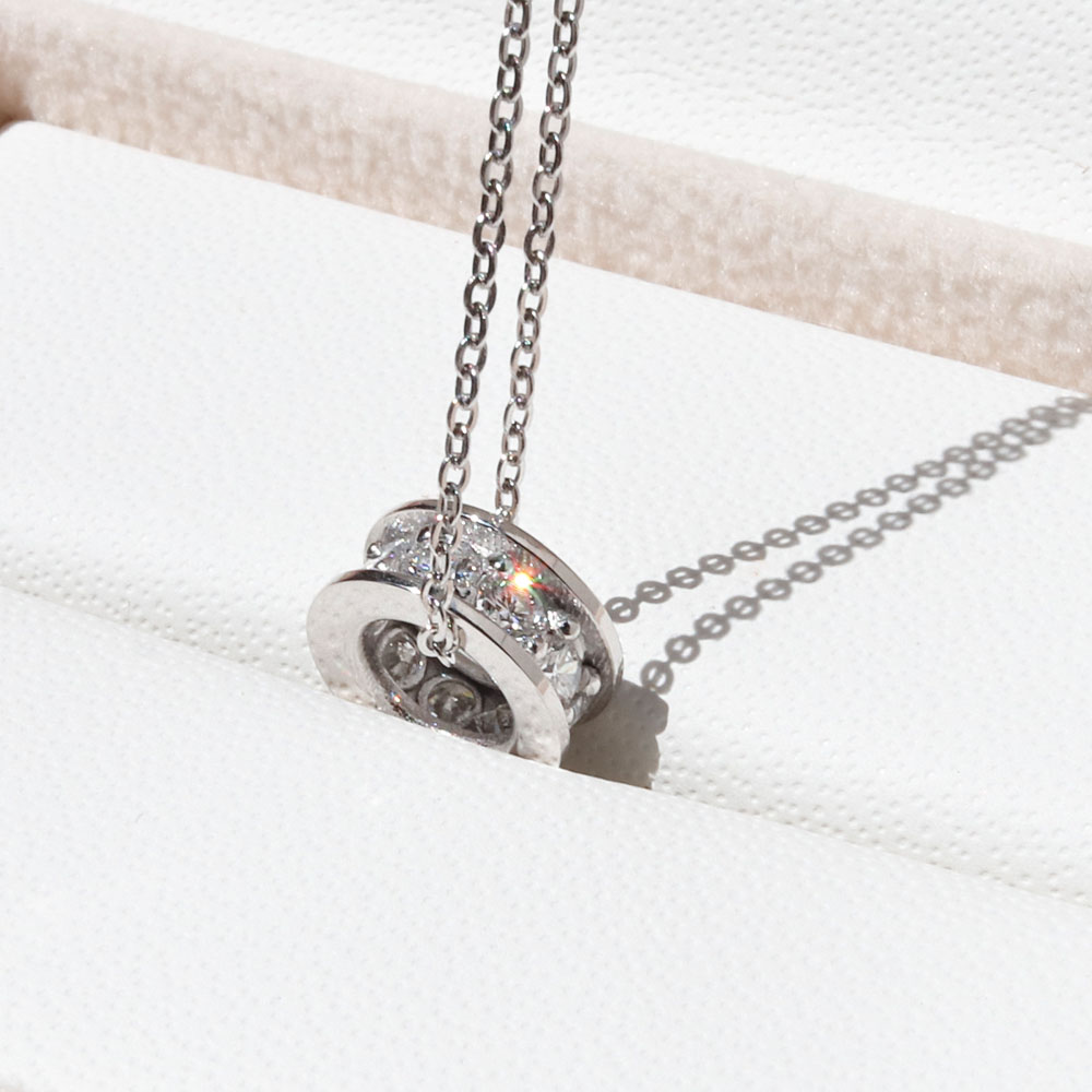 2.5mm 랩 다이아 아모르 원형 링 펜던트 원통 메달 이미지 8