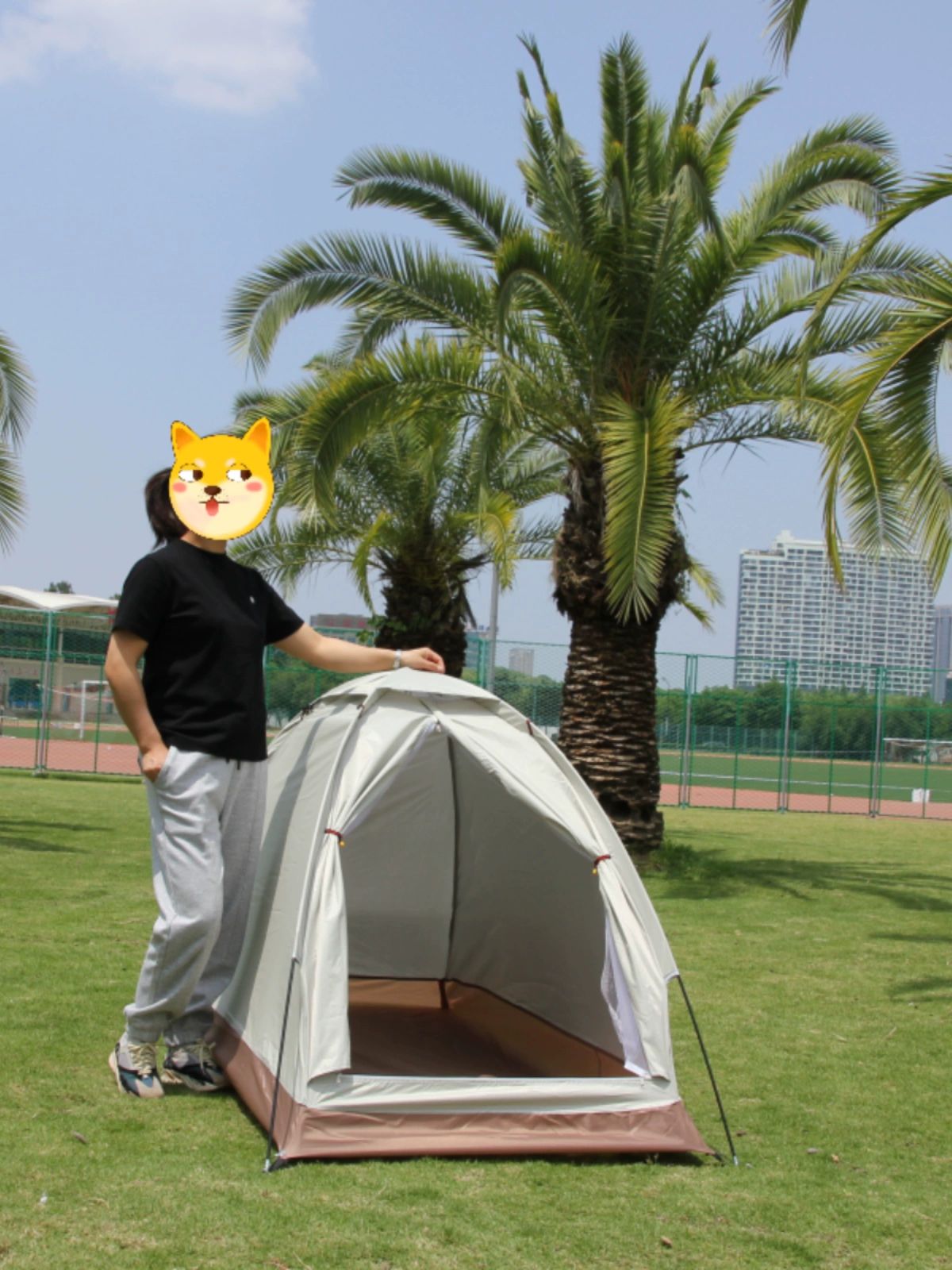 원터치 텐트 캠핑 방수 야외 초경량 쉘터 여행 1인용 직선문 1인용 - 상세 이미지 3