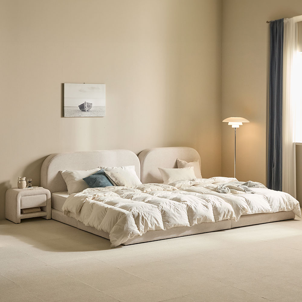 바스포르 몽글 저상형 아쿠아텍스 패브릭 킹사이즈 낮은 호텔 라지킹 침대프레임 K 다리제외