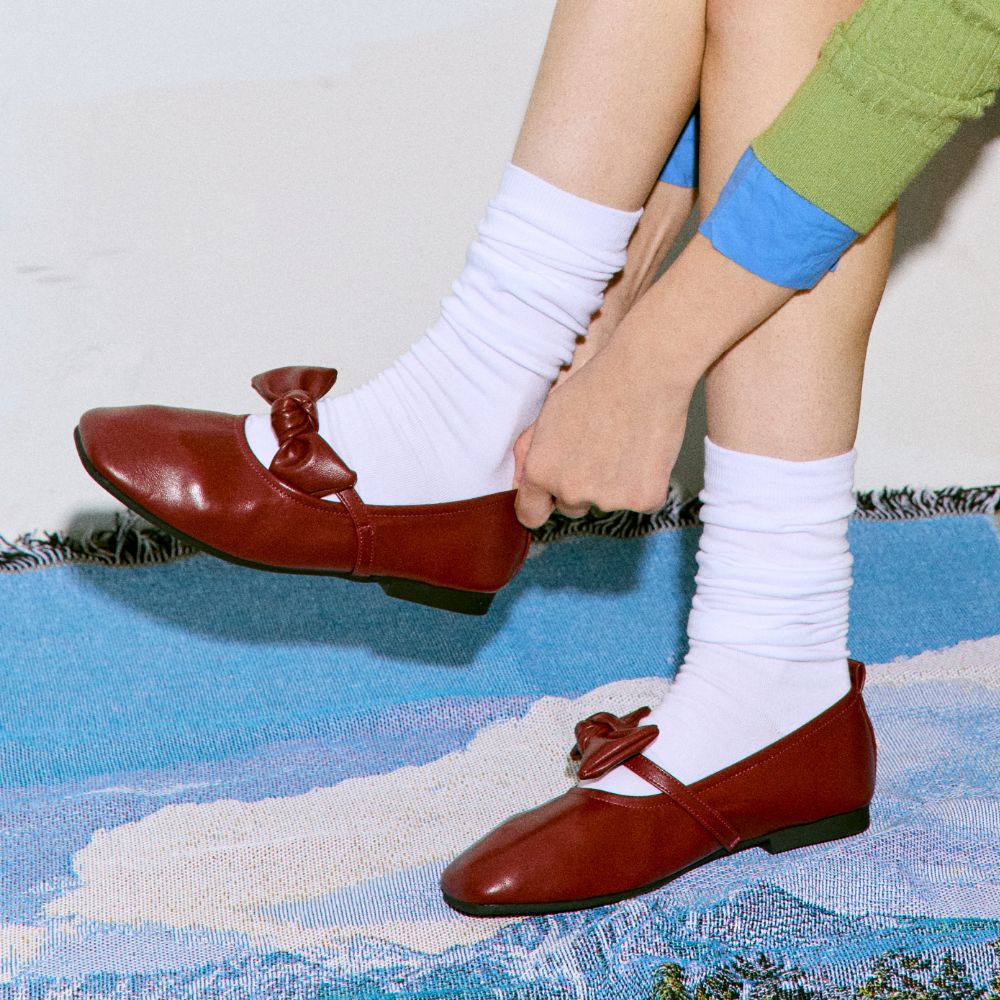 스퍼 오드 소프트 스퀘어 리본 메리제인 플랫슈즈 1.5cm -VA9018 (3color) - 상품 이미지
