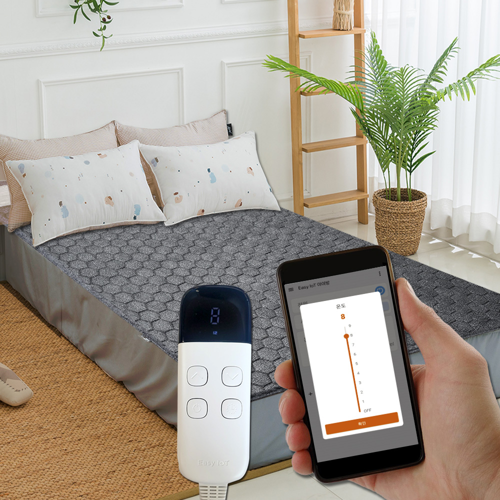 (2026년형 5세대) 한일온열기 IOT 원격조절 전기 온열매트 탄소 카본 매트 전기요 장판 침대용 1인용 싱글