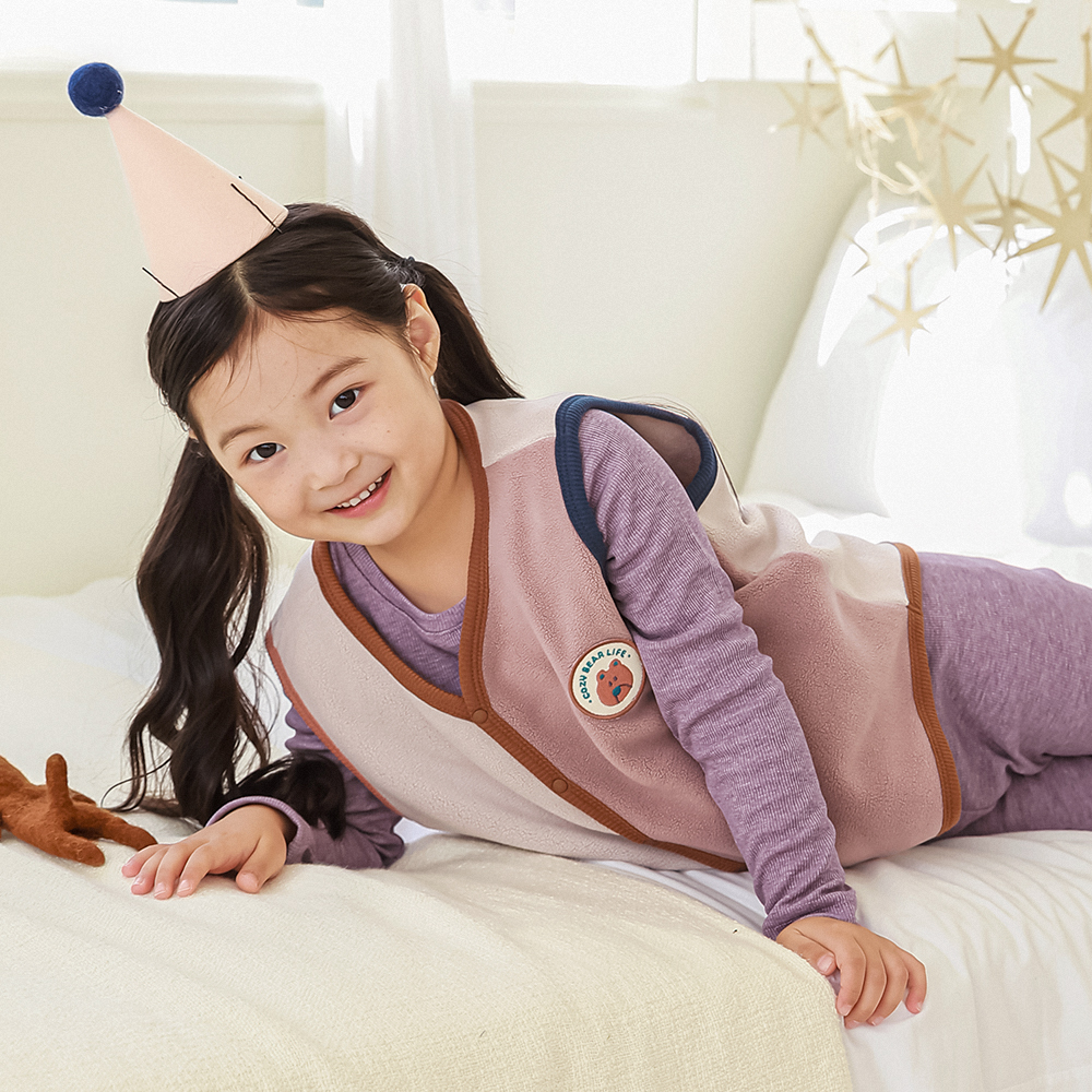[삐삐롱]코지블럭PK 극세사 반조끼