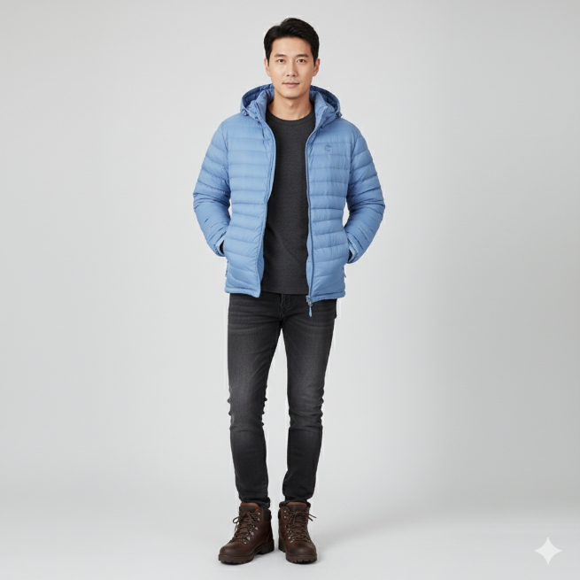 네파 겨울 남성 구스다운 후드 아웃도어 경량패딩 점퍼 - 상세 이미지 4