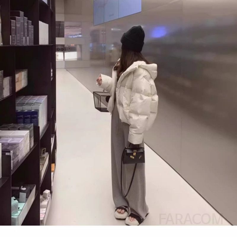 여성용 후드 크롭패딩 핑크색 하프패딩 겨울 따뜻한 착용감 캐주얼 스타일 학생용 재킷 데일리 아우터 경량 디자인 - 상세 이미지 5