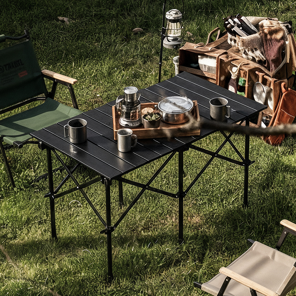 로티캠프 캠핑 테이블 롤 원액션 접이식 미니 피크닉 휴대용 URT 대형, 블랙